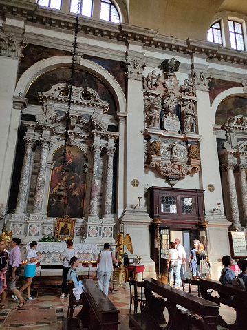 Venice, Italy - October 5, 2023: Interior of San Moise Church in Venice at Italy.