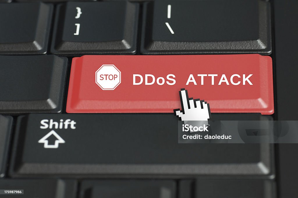 DDoS concept DDoS concept with the focus on the return button Aggression Stock Photo