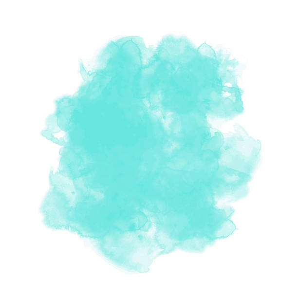 istock Watercolor stain, semi transparent colored background. turquoise 1759890513