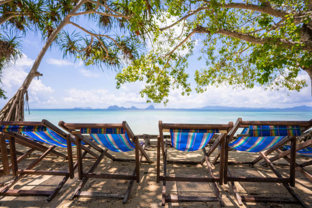 istock beach chair at Chilling sitting corner in resort 1759899156