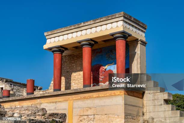 Ancient Knossos Ruins In Crete Greece Stock Photo - Download Image Now - Ancient, Ancient Civilization, Antique