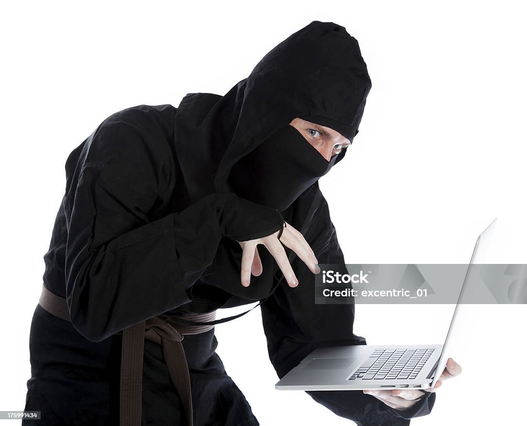 Homme Caucasien déguisés en Un ninja isolé sur blanc - Photo de Activité libre de droits