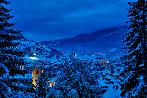 Night scene of Bormio village in Valtellina
