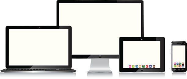 컴퓨터 - portable information device ipad 3 pc internet stock illustrations