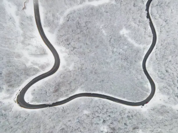 Kartepe Ski Center in the Kartepe Mountains Drone Photo, Winter Season Photo Kartepe National Park, Izmit Kocaeli, Turkey (Turkiye)