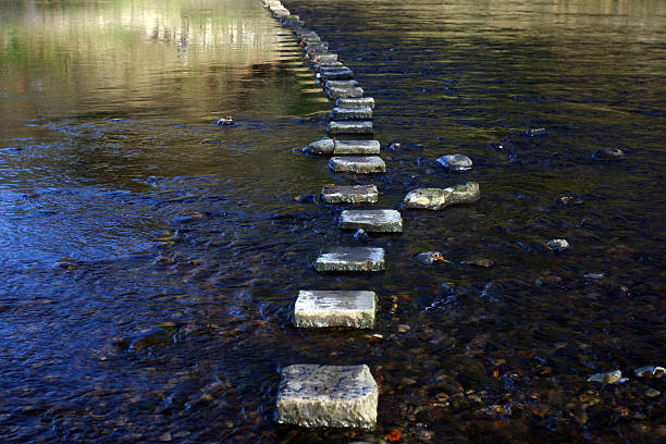 pietre su un fiume - gradino singolo foto e immagini stock