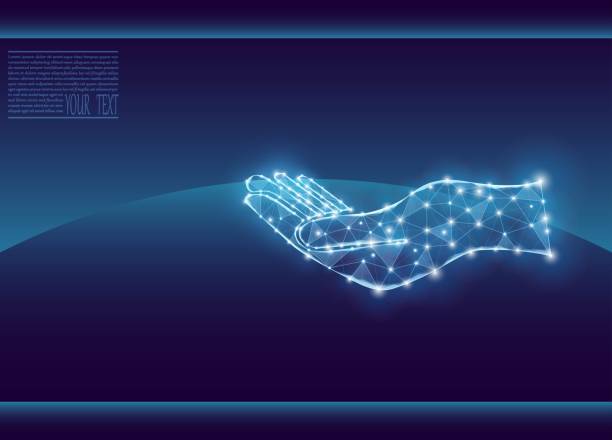 istock Vector illustration of a hand made of grid and dots. 1759943148