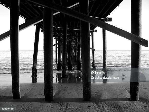 Molo Obsługuje - zdjęcia stockowe i więcej obrazów Santa Monica Pier - Santa Monica Pier, Czarno biały, Los Angeles