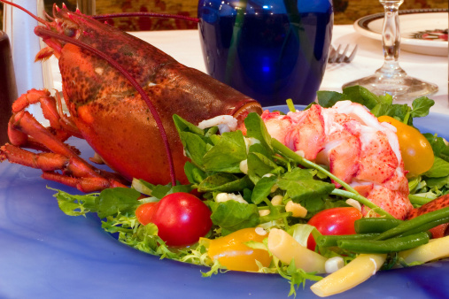 Fine dining restaurant style lobster salad