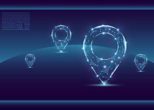 istock Vector illustration of a label for a map, made up of a technological grid and dots. 1759945610