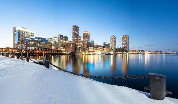 Boston Skyline in winter Panorama