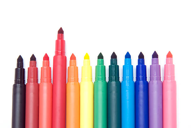 istock Felt tip pens - red out of line 175994666