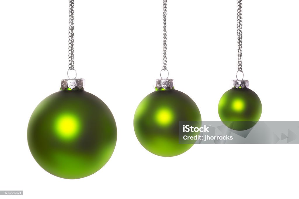 Drei Green Christmas Ball Dekoration - Lizenzfrei Christbaumkugel Stock-Foto