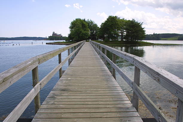 istock Footbridge over placid water 175995964