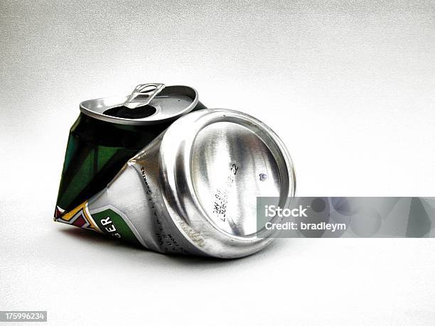 Closeup Of Crushed Aluminum Drink Can On White Background Stock Photo - Download Image Now