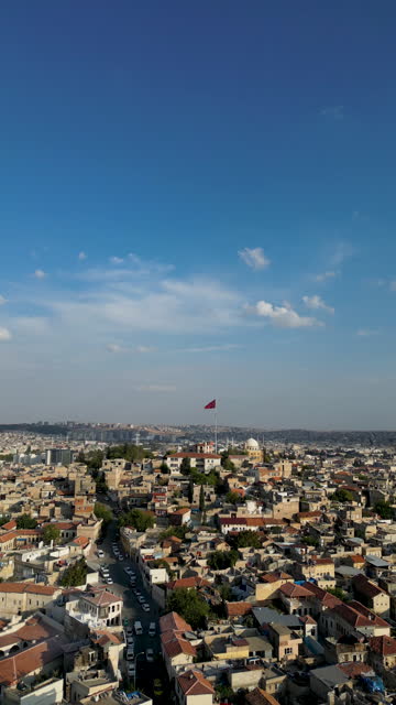 Gaziantep city and Gaziantep castle aerial view, Buildings rebuilt after the earthquake
