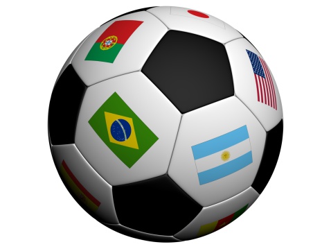 3D soccer ball with Canada team flag. isolated on white with clipping path. Football 2022. Illustration