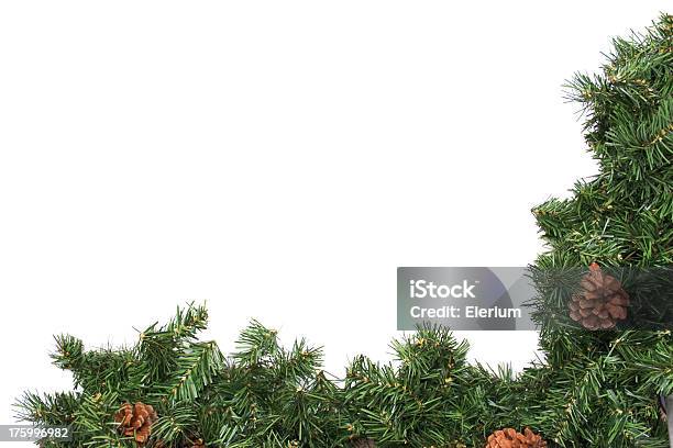 Holiday Pine Wreath Border Stock Photo - Download Image Now - Border - Frame, Bush, Celebration Event