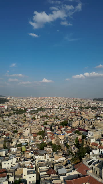 Gaziantep city and Gaziantep castle aerial view, Buildings rebuilt after the earthquake