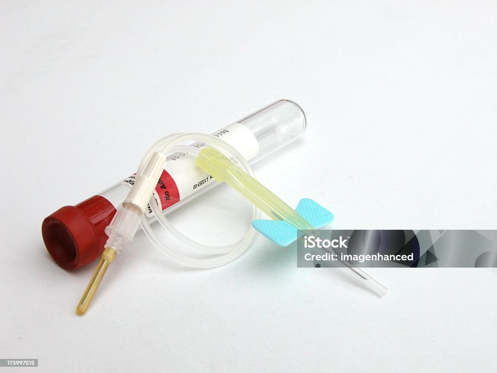 Colector de sangre aguja y tubo de ensayo - Foto de stock de Jeringa libre de derechos