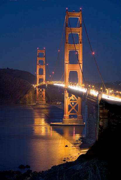 Golden Gate Bridge at Night stock photo