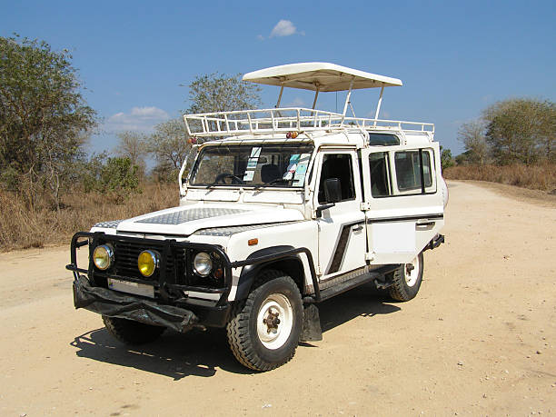 istock Empty white Four-wheel drive safari vehicle in the wild 175998385