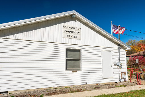 West Hickory, Pennsylvania, USA October 24, 2023 The Harmony Township Community Center on a sunny fall day
