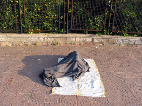 Hyderabad is probably the cleanest city in India. But there are many homeless people. This picture was taken about 7:30am in the morning.