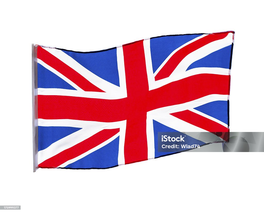 Drapeau britannique dans le vent sur fond blanc - Photo de Angleterre libre de droits