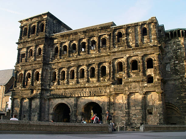 The Roman Porta Nigra in Trier, Germany "This is the Porta Nigra in Trier, Germany.  It is about 2000 years old and was built by the Romans." acid rain stock pictures, royalty-free photos & images