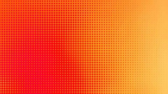 bright red, orange and yellow color background with halftone dots, banner, wallpaper. colorful surface for design. abstract modern vintage background. luxury trendy tender pearlescent backdrop.