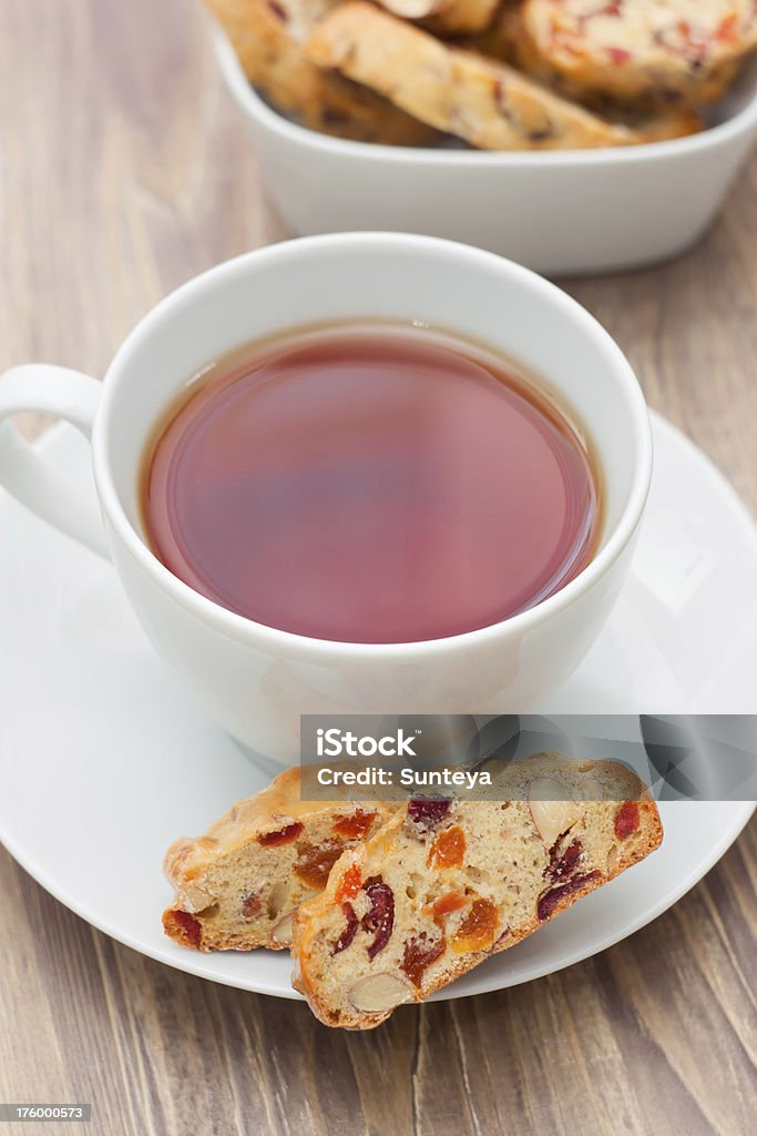 Xícara de chá com biscoitos - Foto de stock de Alimentação Não-saudável royalty-free