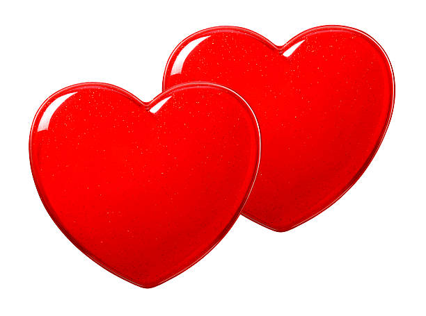 istock Couple of red hearts on white 176001088