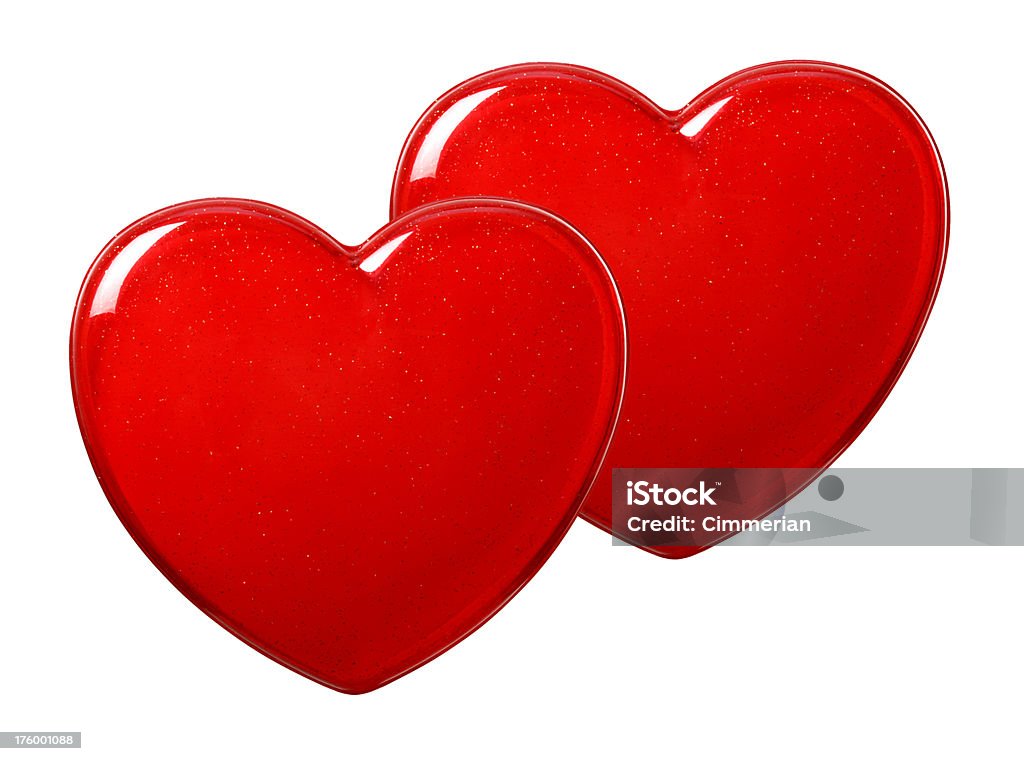 Dwa czerwone serca na biały - Zbiór zdjęć royalty-free (Abstrakcja)