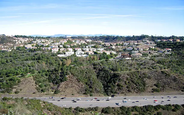 Ritzy residential housing in Bel Air (Los Angeles) overlooking Sepulveda.