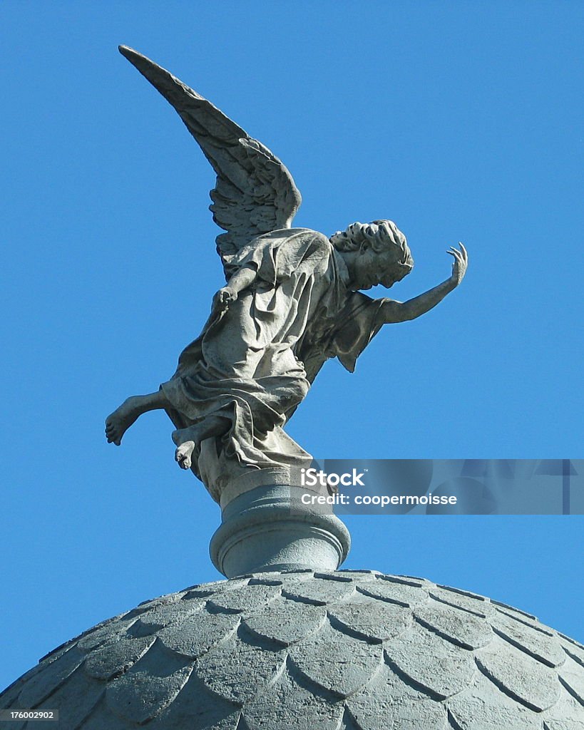 Falling Angel, Buenos Aires, Argentina "Winged angel atop mausoleum in the Cemetery of the Recoleta, Buenos Aires, Argentina" Angel Stock Photo