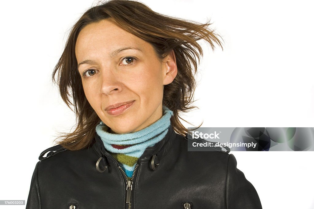 여자 가죽 재킷을 - 로열티 프리 40-49세 스톡 사진