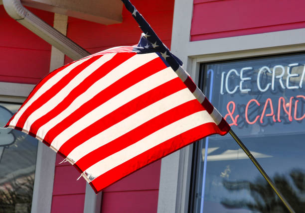 istock American flag outside an ice cream parlor in Florida 1760033492