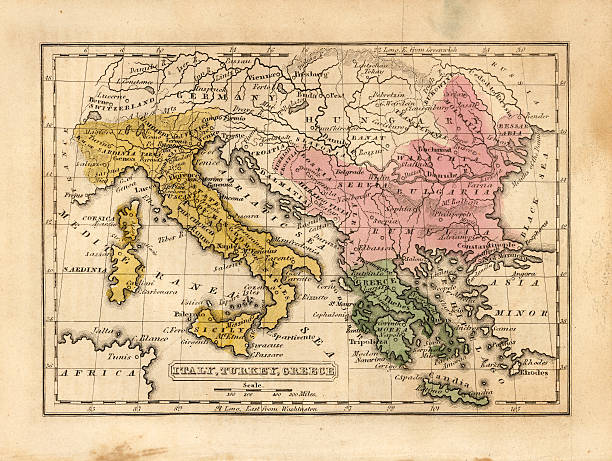 istock italy, turkey, greece vintage map 176003505