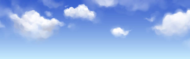 illustrations, cliparts, dessins animés et icônes de nuage moelleux blanc dans le fond vectoriel de ciel bleu - cumulus cloud condensation sky blue