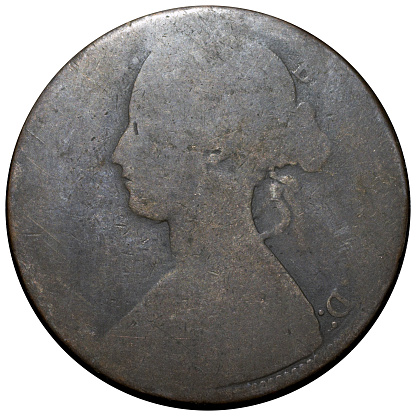 Ancient Roman silver denarius coin of Emperor Augustus.
