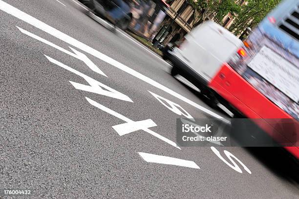 Taxi And Bus Lane Stock Photo - Download Image Now - Asphalt, Balance, Black Color