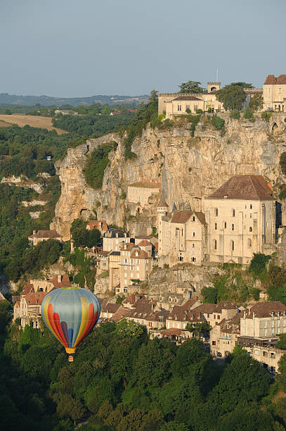 istock Rocamadour and hot-air balloon 176004466