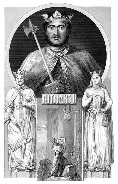 king richard von löwenherz - crown king illustration and painting engraving stock-grafiken, -clipart, -cartoons und -symbole