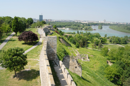 The confluence of the Sava into the Danube at Belgrade