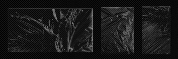 istock Set of wrinkled pieces of plastic wrap 1760052130
