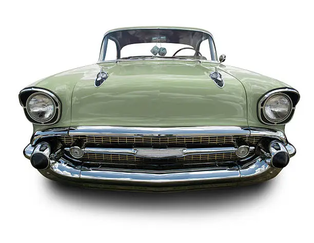 Classic Mint Green 1957 Chevy Bel Air. Clipping Path on Vehicle.