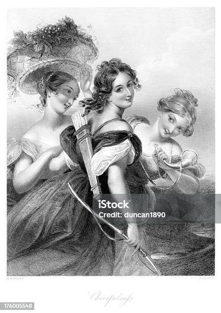 Three Beautiful Young Victorian Women Stock Illustration - Download Image Now - Women, Victorian Style, 18-19 Years