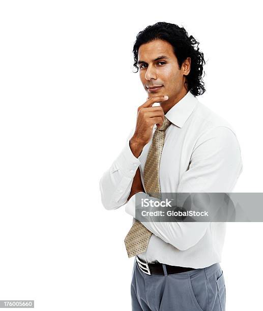 Businessman Thinking Over White Background Stock Photo - Download Image Now - 20-24 Years, 20-29 Years, Adult