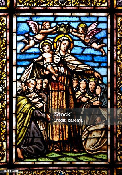 Buntglasfenster Virgen Mary Stockfoto und mehr Bilder von Baby - Baby, Engel, Antiquität